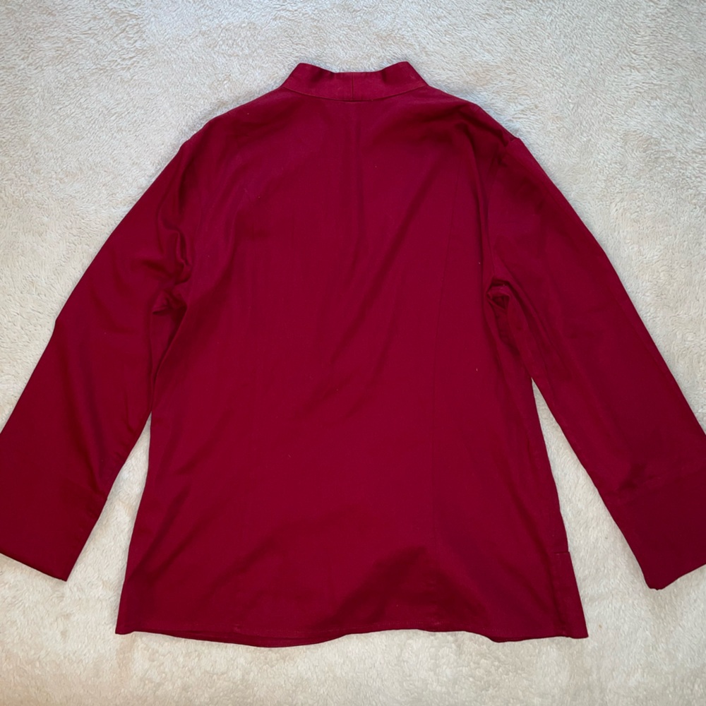 Talbots Red Button Down Blouse with Silver Buttons - Picture 6 of 7